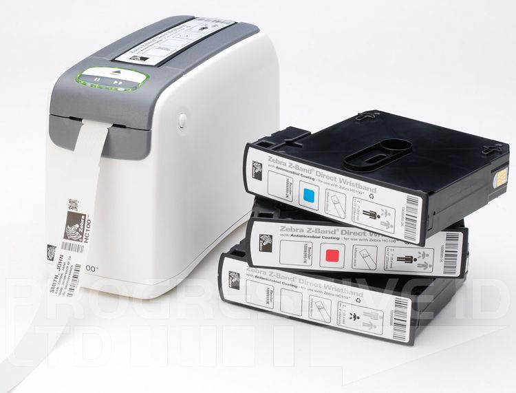 A wristband printer and some wristbands